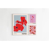 Eclectic Gallery Wall Art Poster Tagetes, Poppies, Mycena  wall art decor canvas painting Living Roo