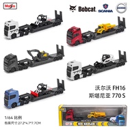 Maisto1:64Engineering Vehicle Transporter Volvo Scania Bobcat Set Simulation Car Toy Model