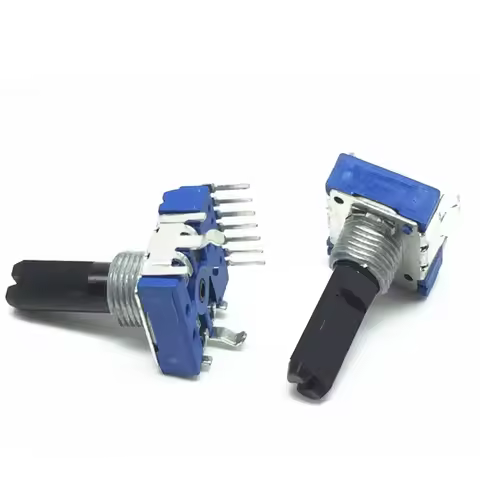 1PCS 7Pins RK14 Stereo Channel Vertical Rotary Potentiometer B50K B100K RK14 100K 50K Shaft Length 2