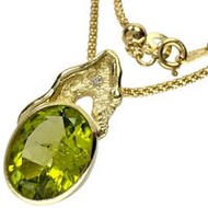 Arata Nezu Women's Peridot 3.27ct, Diamond 0.02ct Necklace in 18K Gold, 8.4g, 50cm