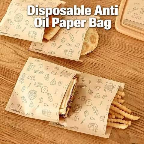 Disposable Anti Oil Paper Bag Thickened Food Packaging Bag for Burger Sandwich Egg Tart Dessert Cake