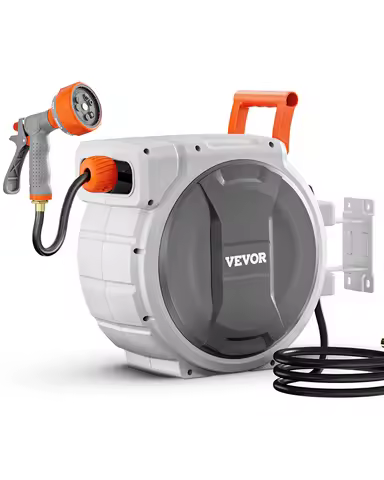 VEVOR Retractable Garden Hose Reel 5/8 Inch x 100 ft Wall Mounted Hose Reel Heavy Duty Garden Hose R