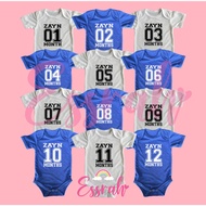 Personalized jersey monthly onesie ( baby onesie ) SYVC
