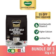 Bundle 3 UNISOY Nutritious Black Soy Milk Powder 32g x 12 sachet