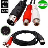 7-Core DIN male din 7pin to 2RCA Lotus Female Old-fashioned Audio Equipment Adapter Cable 7 Pin Din 