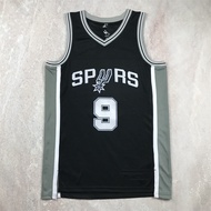 Hot Press Basketball Uniform Spurs No. 9 Tony Parker Black Jersey Vest Jersey O4Y3