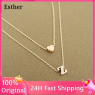 Letter necklace for Women Fine Chain Necklaces Double Layer Peach Heart Necklace Couple necklace 18k gold pawnable necklace Women Fashion Strand Necklaces Pendants necklace with name letters stainless steel necklace birthday gifts for women Jewelry