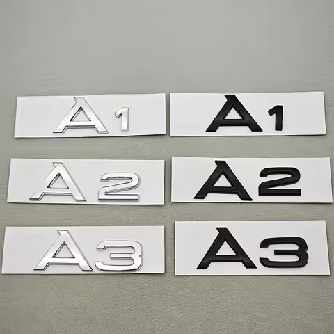 3D ABS Chrome Black Car Letters Rear Trunk Badge Sticker Logo A1 A2 A3 Emblem Decals For Audi A1 A2 