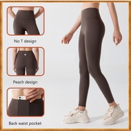 Lululemon Nude Yoga Sports pants One Piece Leggings Back Pocket YK286