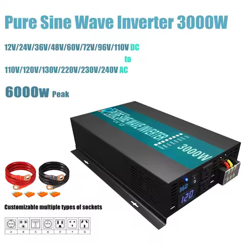 Reliable Pure Sine Wave Inverter 3000W 24V 220V Solar Panel Power Bank Generator Converter 12V/36/48