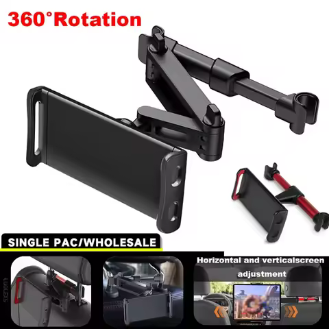 Universal Car Headrest Tablet Holder Adjustable Stand Cradle For 5-12.9" Phones Tablets Back Seat Mo