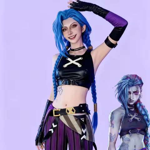 Game Lol Jinx Cosplay Costume Wig Loli Uniform Outfit Women Halloween Christmas Party Cos Convention
