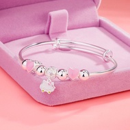 精品 hello kitty S999纯银转运手镯女学生手镯凯蒂猫爱心款礼物