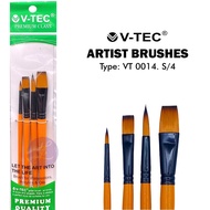 V-TEC ARTIST BRUSHES TYPE VT 0014.S/4 NO. 6, 10, 12, 16 - PAINTING BRUSH SET OF 4 PCS