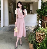 [Bigsize 50-95kg] Đầm Thiết Kế Dáng Dài Áo Liền Thân Cổ Tiểu Thư Phong Cách Dễ Thương Đáng Yêu Cho N