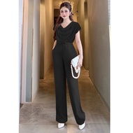 Set nữ cá tính đi chơi hay dự tiệc đều hợp áo tay chờm cổ đổ quần ống suông xinh xắn TJ1137