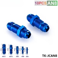 AN8 AN-8 MALE THREAD STRAIGHT BULKHEAD FLARE BLUE ALUMINUM ANODIZED FITTING