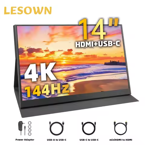 LESOWN Portable Extra Monitor 14 inch 2560x1600 2.5K Side Screen Xbox Series X 144Hz Monitor Ultra-T