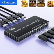 nly878 HDMI 2.1 KVM Switch 4k 120Hz with USB Dual port 8K Hub Switcher 4K 60Hz