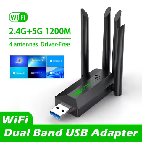 1200Mbps WiFi USB Adapter Dual Band 2.4G+5Ghz Wi-Fi Dongle 4 Antenna 802.11AC USB3.0 High-Speed Wire