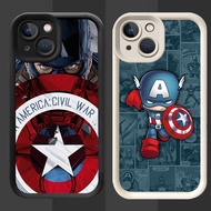 R82 Captain America Casing for iPhone 13 7 14 8 Plus Pro Max Black and White