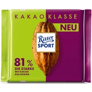 Ghana original milk dark chocolate has 81% Cacao Ritter Sport 100g
