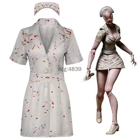 Halloween Costume Women Nurse Cosplay Silent Hill Remake Horror Zombie Nurse Cosplay Dress Uniform S
