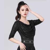 D1211 Latin Dance Costume Adult Dance Costume Sequin Pleated Top Modern Dance Social Dance Dance Cos