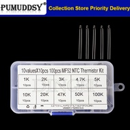 100PCS 10Values*10PCS NTC Thermistor Thermal Resistor kit MF52 NTC-MF52AT 1K 2K 3K 4.7K 5K 10K 20K 4