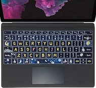 WSLUCKO Silicon Keyboard Cover Skin for Microsoft Surface Pro 7 2019/Surface Pro 6 2018/Surface Pro 5 2017 Keyboard,US Layout ,Space Man