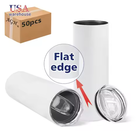 50pcs 15oz Stainless Steel Insulated Sublimation Tumbler Flat Bottom Tumbler with Plastic Straw Wang