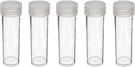(5) Round Clear Plastic (Penny Cent) Size Coin Storage Tube Holders Screw on Lid
