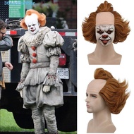SEPTEMBER Curly Bald Wig, Pennywise Brown Halloween Cosplay Wigs, Short Synthetic Props Clown Joker 