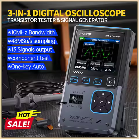 FNIRSI DSO-TC4 3-IN-1 Digital Oscilloscope 10MHz Bandwidth 48Ms/s Sampling Rate Transistor Diode Tes