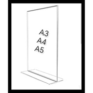 Acrylic T-Shape Display Stand Potrait, Acrylic display stand Size A3,A4,A5, Acrylic stand T-Shape Tr