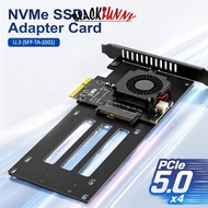 BLACKFUNNY PCIe 5.0 x4 to U.3 (SFF-TA-1001) NVMe SSD Adapter Card 12V Turbo Cooling Fan PCIe to 2.5"
