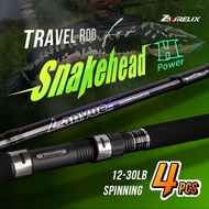 4Pcs Portable H Power Travel Rod | Light Thunder Strong for Toman Heavy Cover | Memancing Spinning R
