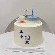 Funny 30th Birthday Cake Topper – “三十鹅立” Goose Design | Humorous 30 Years Old Cake Set | Creative Mi