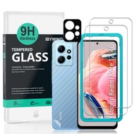 IBYWIND Tempered Glass Screen Protector For Xiaomi Redmi Note 12 4G(2Pcs),1 Camera Lens Protector,1 Backing Carbon Fiber Film,Easy Install