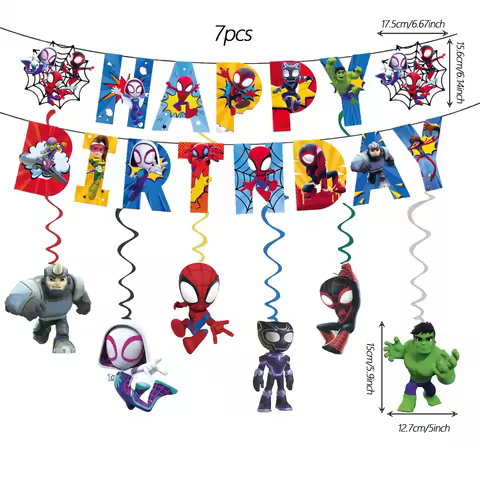 7/14pcs Spider Man and His Amazing Friends Party Supplies,Spider Man Birthday Banner,Spider Man Hang