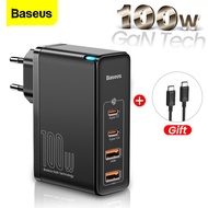 【Free 100W Cable】 Baseus 100W GaN USB Type C Charger PD QC Quick Charge 4.0 3.0 USB-C Type-C Fast Charging Charger For Macbook Air iPhone 14 13 12 Pro Max Laptop