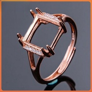 925 Silver Ladies Open End Ring Ring Frame 10 X10 Fashion Square Ring Setting Generation Inlaid Colo
