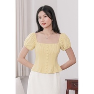 Dear Lyla Clover Padded Pintuck Top (Daffodil)