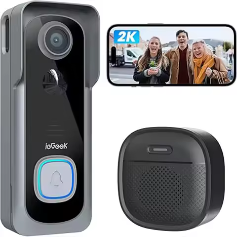 ieGeek 2K Doorbell Camera Wireless -Video Doorbell with Chime Ringer, Smart Wifi Doorbell AI & PIR M