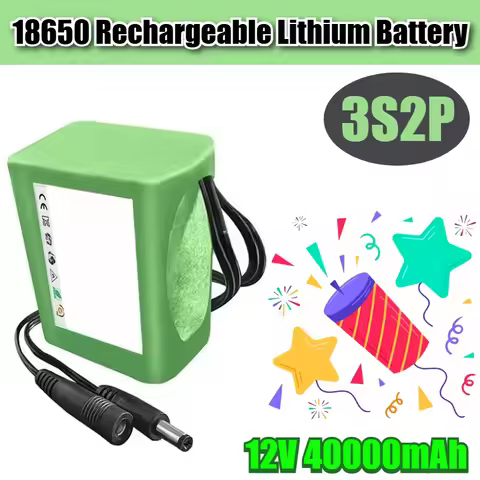 18650 3S2P 12V 40000mAh Rechargeable Lithium Battery Pack with BMS+Charger
