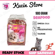 QQ CAT 900gram SEAFOOD Flavor Dry Cat Food Malaysia Low Price Food Budget Cat Dry Food Pet Food
