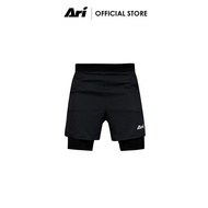 ARI MEN BREATHE 2IN1 V3 RUNNING SHORTS 3 INCHES - BLACK  กางเกงวิ่งผู้ชาย 3นิ้ว อาริ BREATHE 2IN1 สี
