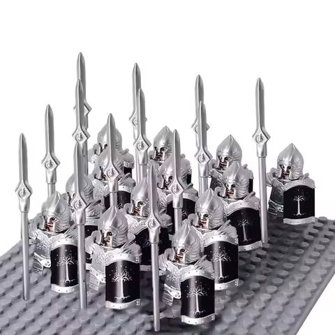 13Pcs Gondor Battle Spearman Body Gurad Infantry VS Roman Solider Eomer Rohan Warriorr Figures Block