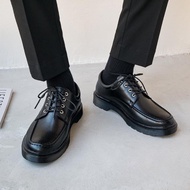 Men's patent leather shoes, stitched sole, height-increasing rubber sole