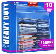 [ 10 Count ] Extra Large HEAVY DUTY Big Bags - Zipper Top - 4 Mill Extra Thick- Jumbo Clear Storage 